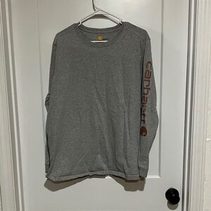Carhartt Heather Gray Long Sleeve with Red Logo